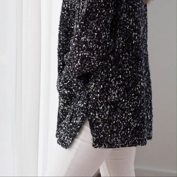 Chic Black + White Sweater Cardigan - Picture 4 of 5